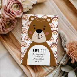Cartão De Agradecimento Sweet Bear Rainbow Thank You Baby Shower