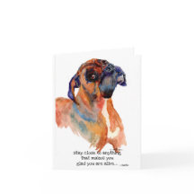 sweet boxer watercolor upbeatFolded Thank You Card