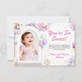 Cartão De Agradecimento Sweet One First Birthday Thank You Card with photo