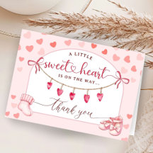 Sweetheart Baby Shower Folded Thank You Cards