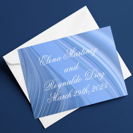 Cartão De Agradecimento Swirling Blue Satin Wedding