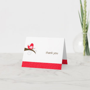 Cartão De Agradecimento Swirly Red Bird Note Card Thank You Note Folded