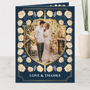 Cartão De Agradecimento Sword Shield Medieval Fantasy Casamento Monograma