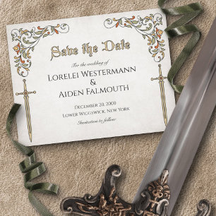 Cartão De Agradecimento Swords Gamer Fantasy Wedding