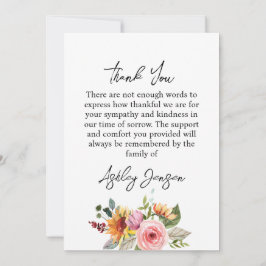 Cartão De Agradecimento Sympathy Floral Photo Funeral Thank You Card