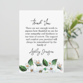 Cartão De Agradecimento Sympathy Jasmine Funeral Thank You Card