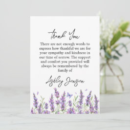 Cartão De Agradecimento Sympathy Lavender Funeral Thank You Card