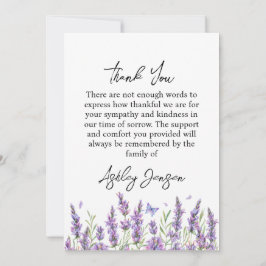 Cartão De Agradecimento Sympathy Lavender Photo Funeral Thank You Card