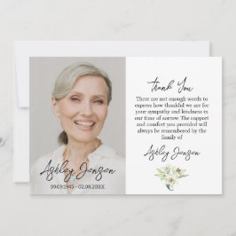 Cartão De Agradecimento Sympathy Lily Photo Funeral Thank You Card