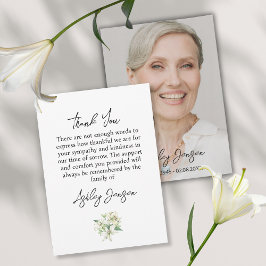 Cartão De Agradecimento Sympathy Lily Photo Funeral Thank You Card
