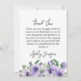 Cartão De Agradecimento Sympathy Pansy Photo Funeral Thank You Card