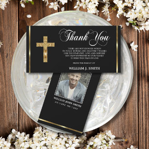 Cartão De Agradecimento Sympathy Religious Gold Cross THANK YOU PHOTO