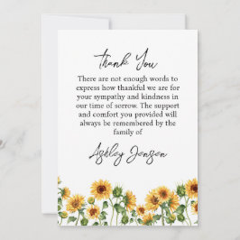 Cartão De Agradecimento Sympathy Sunflower Funeral Thank You Card