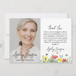 Cartão De Agradecimento Sympathy Wildflower Photo Funeral Thank You Card