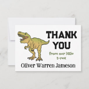 Cartão De Agradecimento T-REX Dinossauro Qualquer Idade Aniversário Obriga
