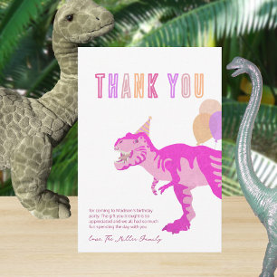 Cartão De Agradecimento T-Rex Rosa Fofo Crianças T Rex Diversão Dinossauro