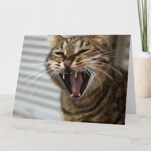 Cartão De Agradecimento Tabby Cat Yawning Retrato Artístico
