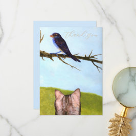 Cartão De Agradecimento Tabby Cats Talk to Birds Thank You Card