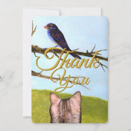Cartão De Agradecimento Tabby Cats Talk to Birds Thank You Card