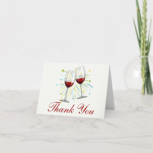 Cartão De Agradecimento Taças de Vinho Tinto Borgonha Casamento, Obrigado