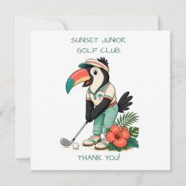 Cartão De Agradecimento Taco de Golfe Infantil Personalizado Retro Toucan