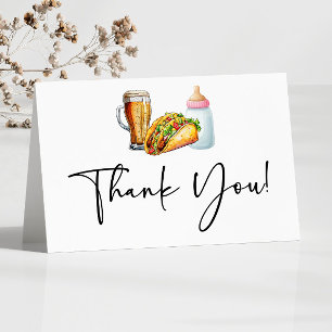 Cartão De Agradecimento Tacos Brews e Fraldas também! Chá de fraldas