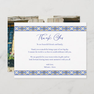 Cartão De Agradecimento Talavera - Foto de Casamento Espanhol Mexicano Obr