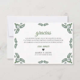 Cartão De Agradecimento Talavera Green Floral Minimalist Spanish Wedding