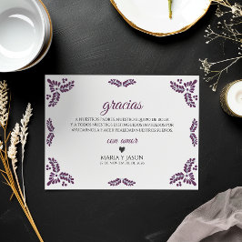 Cartão De Agradecimento Talavera Purple Floral Minimalist Spanish Wedding