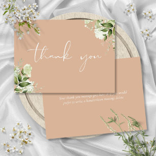 Cartão De Agradecimento Tan Botanical Greenery Elegant Script