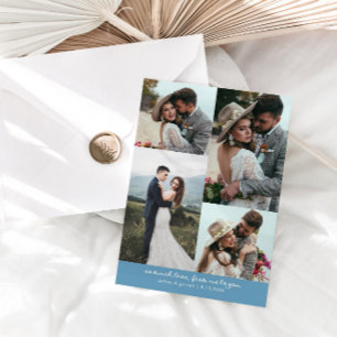Cartão De Agradecimento Tanto Amor Casamento Foto Elegante Denim Azul