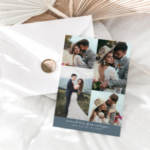 Cartão De Agradecimento Tanto Amor Elegante Foto de Casamento Azul Ardósia