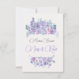 Cartão De Agradecimento Tarjeta De Agradecimiento Boda tonos lila