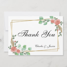 Cartão De Agradecimento Tarjeta Thank You boda personalizada floral