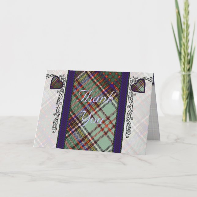 Cartão De Agradecimento Tartan & corações - obrigado - Anderson (Frente)