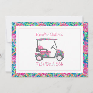 Cartão De Agradecimento Tartarugas Preppy Carrinho de Golfe Palm Beach