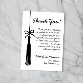 Cartão De Agradecimento Tassel Bow Black & White Class Of 2026 Graduation