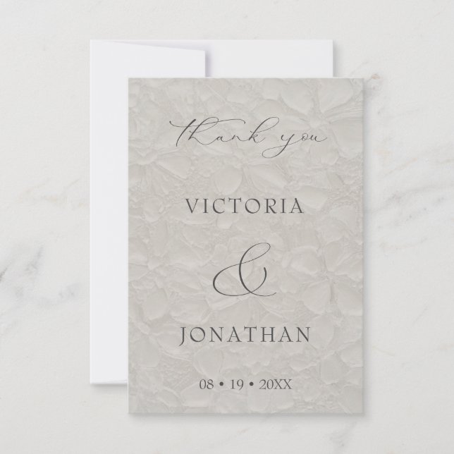 Cartão De Agradecimento Taupe Elegant Script Photo Wedding (Frente)