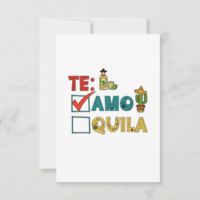 Cartão De Agradecimento Te Amo Tequila Cinco De Mayo Engraçado  (Frente)