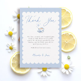 Cartão De Agradecimento Tea Brewing Script Blue Theme Script Baby Shower