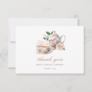Cartão De Agradecimento Tea Party Floral Bridal Shower Thank You Card