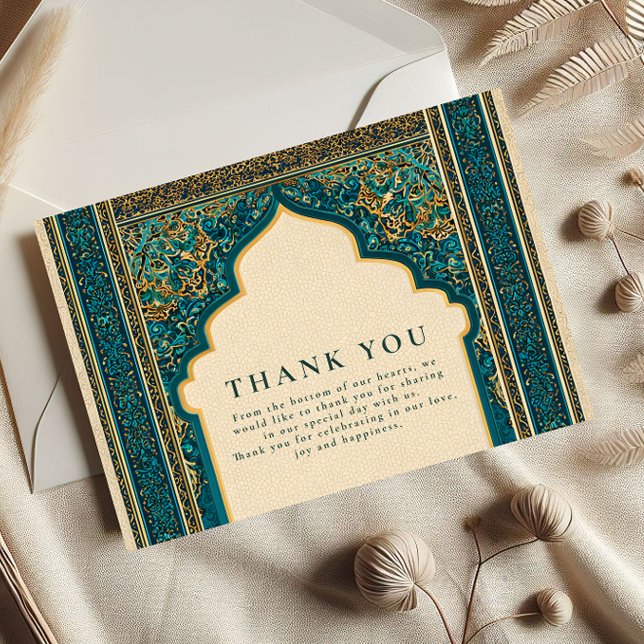 Cartão De Agradecimento Teal Arch Islamic Wedding (Criador carregado)