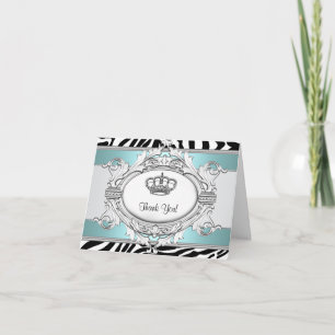 Cartão De Agradecimento Teal Blue Zebra Princess Thank You Card
