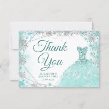 Teal e Silver Snowflake Winter Mis XV Anos