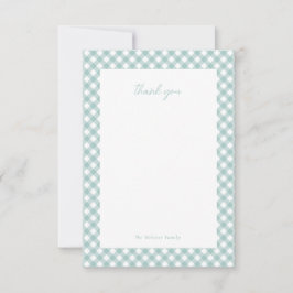 Cartão De Agradecimento Teal gingham chá de fraldas simples e personalizad