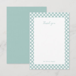 Cartão De Agradecimento Teal gingham chá de fraldas simples e personalizad