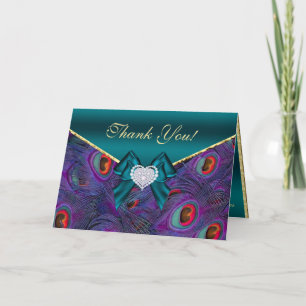 Cartão De Agradecimento Teal Plum Peacock Thank You Card