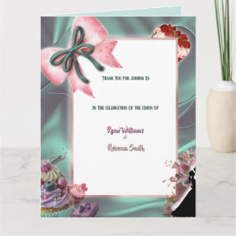 Cartão De Agradecimento Teal Satin Folded Wedding Thank You Card