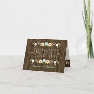 Cartão De Agradecimento Teal String of Lights Fall Rustic Obrigado