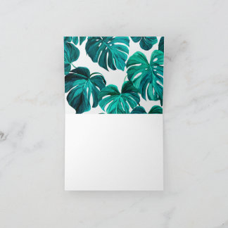 Cartão De Agradecimento Teal Tropical Monstera Leaf Seamless Pattern Art